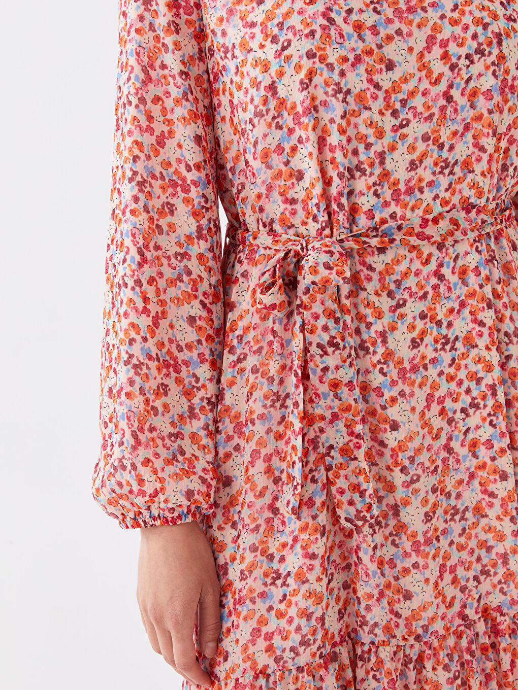 Stand Collar Floral Long Sleeve Women's Dress -S3IO19Z8-LT9