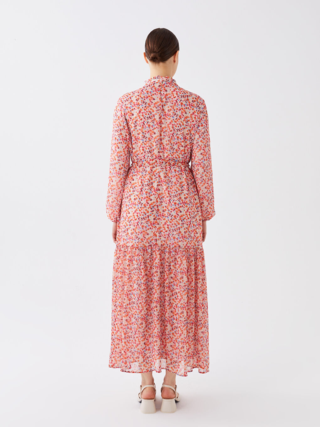 Stand Collar Floral Long Sleeve Women's Dress -S3IO19Z8-LT9