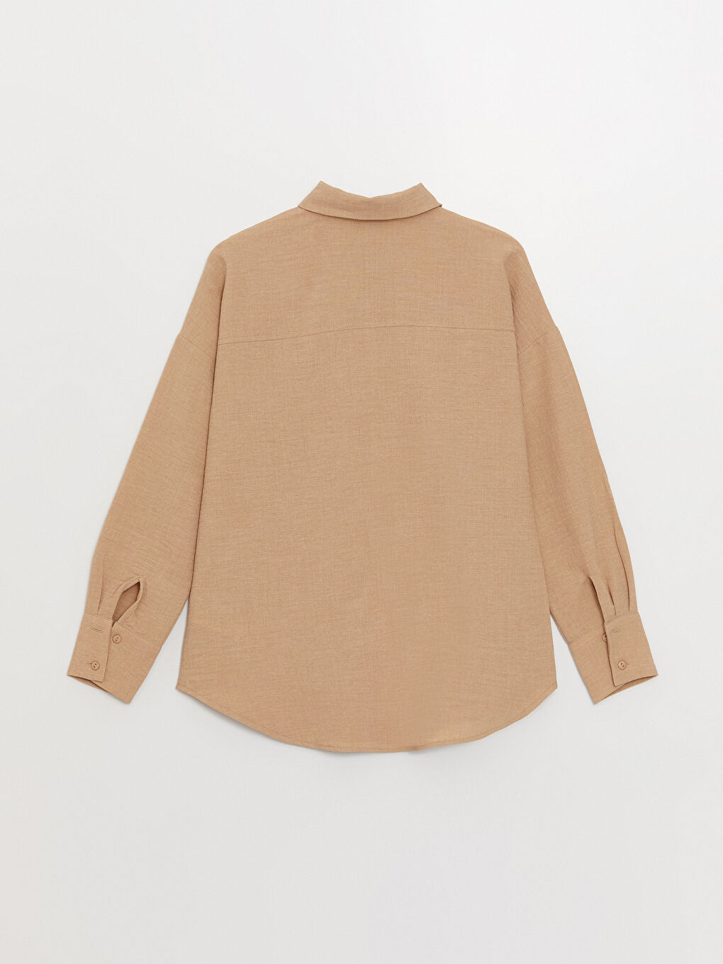 قميص تونيك سادة كم طويل أوفراسايز لمسة كتان للسيدات-6