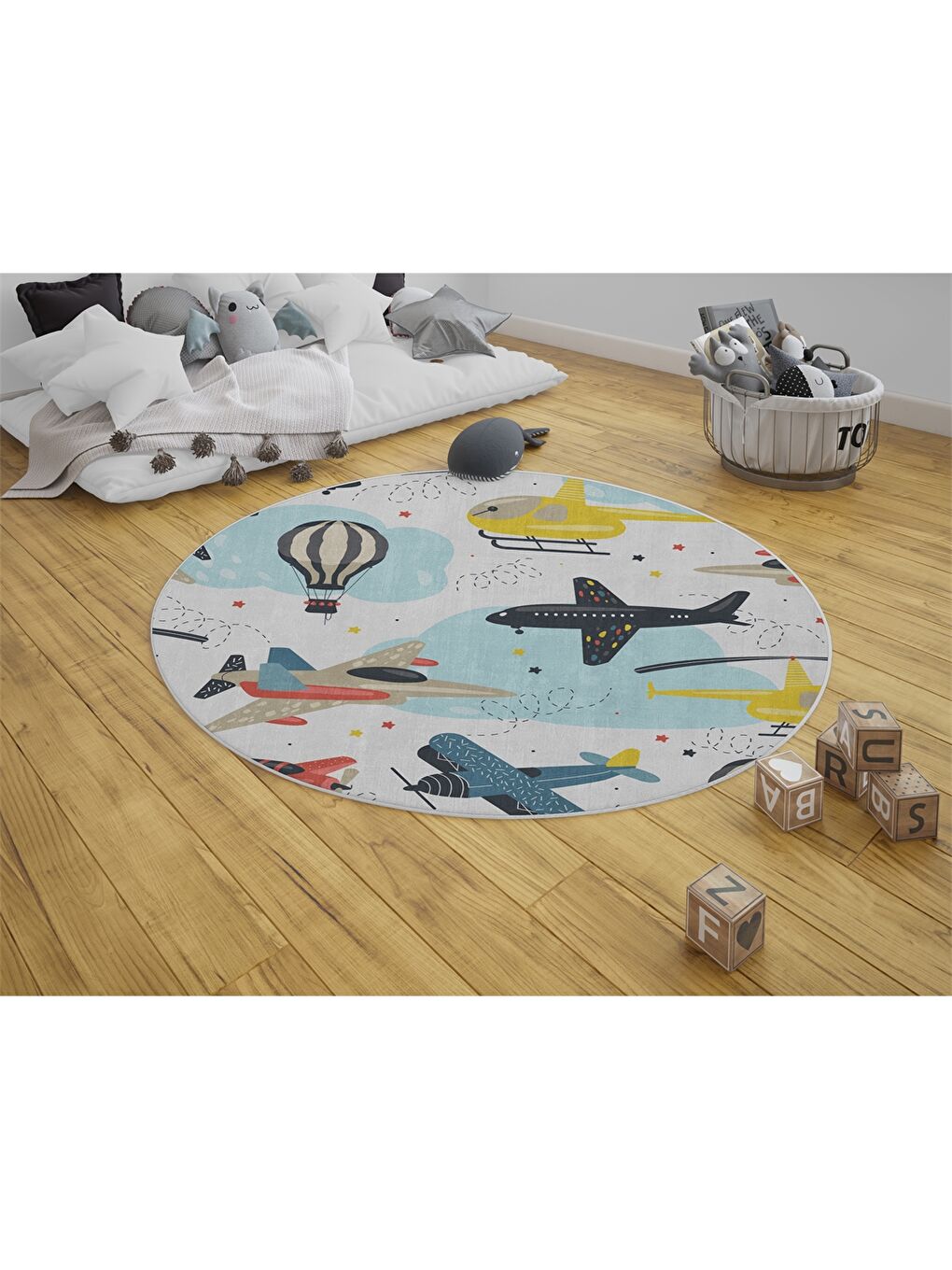 Karışık Desenli Yuvarlak Halı 80x80 cm