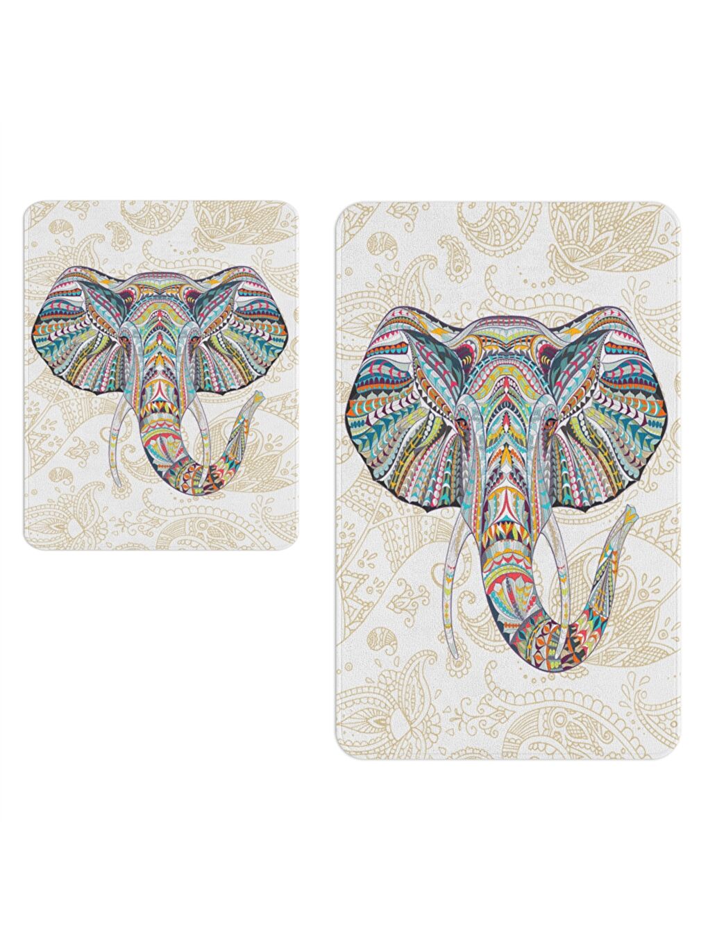 Karışık Fil Desenli Banyo Paspası 2'li-1