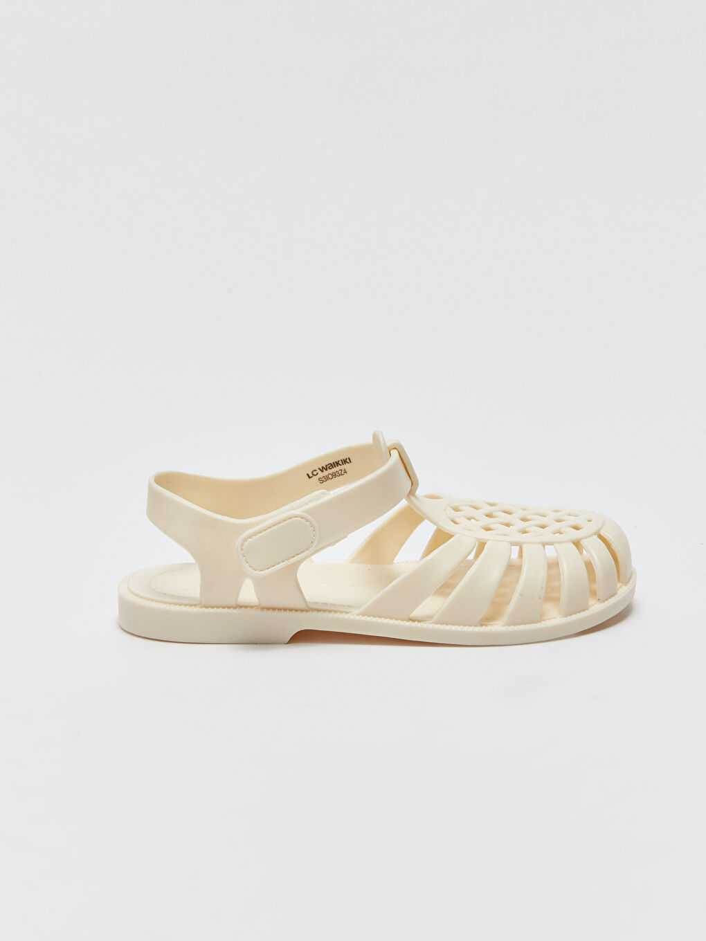 Ekru Cırt Cırtlı Kız Çocuk Sandalet-1