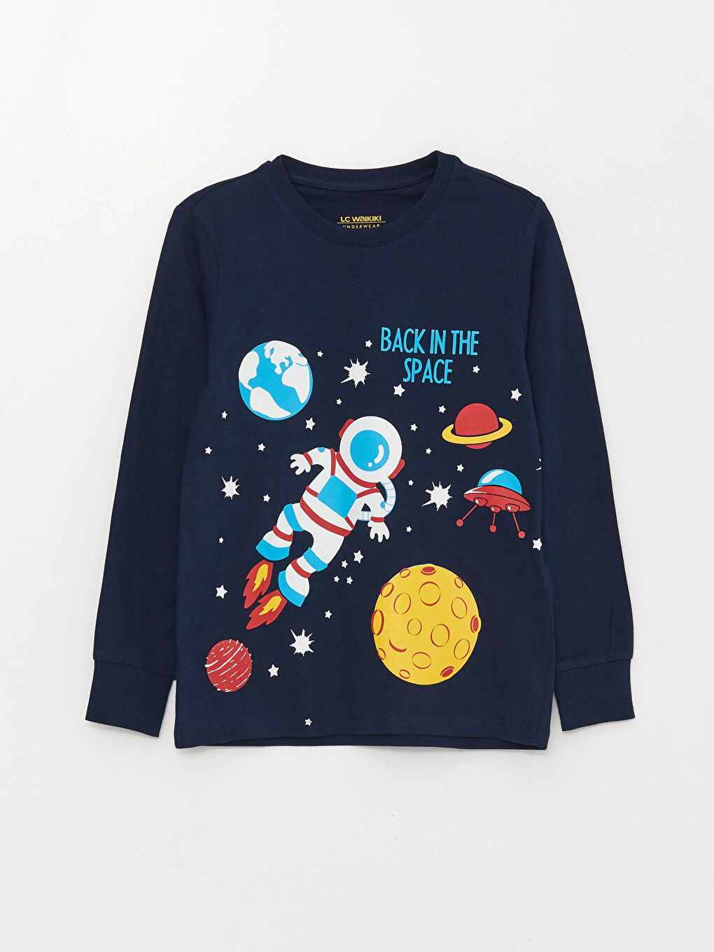 Crew Neck Printed Long Sleeve Boys' Pyjama Set-1