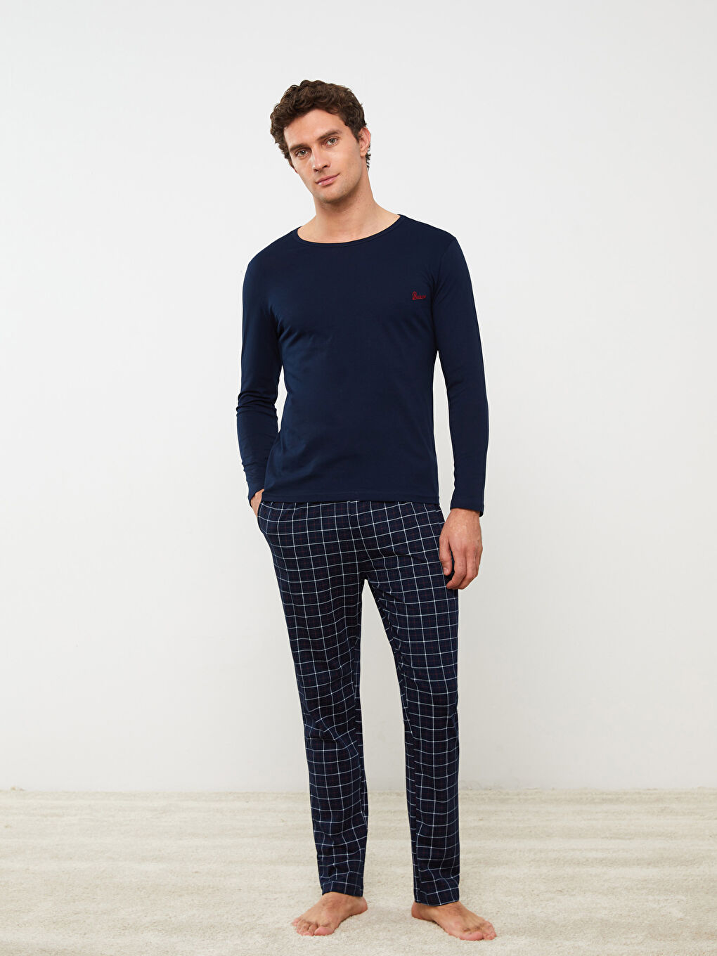 Lacivert Standart Kalıp Erkek Pijama Takımı