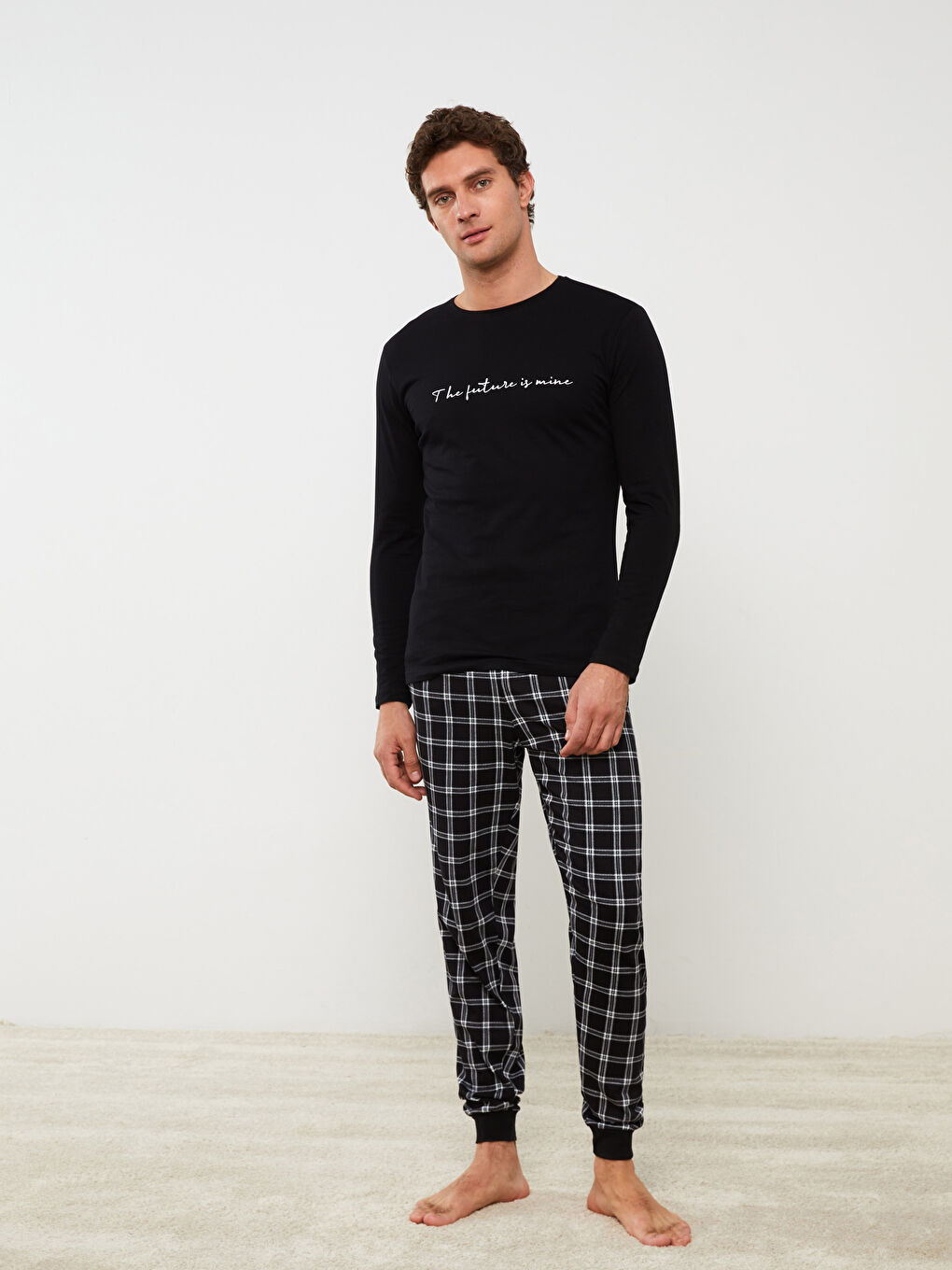 Siyah Standart Kalıp Erkek Pijama Takımı