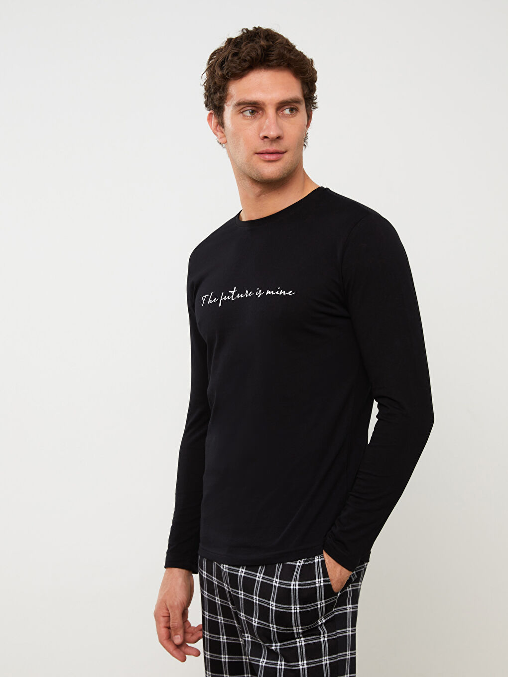 Siyah Standart Kalıp Erkek Pijama Takımı-1