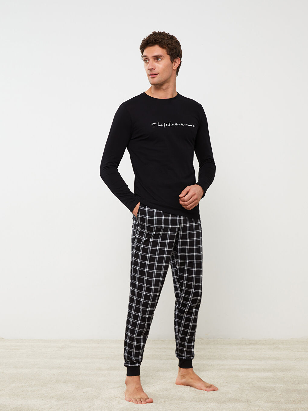 Siyah Standart Kalıp Erkek Pijama Takımı-2