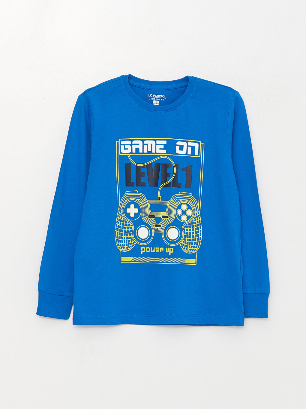 Mavi Bisiklet Yaka Baskılı Uzun Kollu Erkek Çocuk Pijama Takımı-1