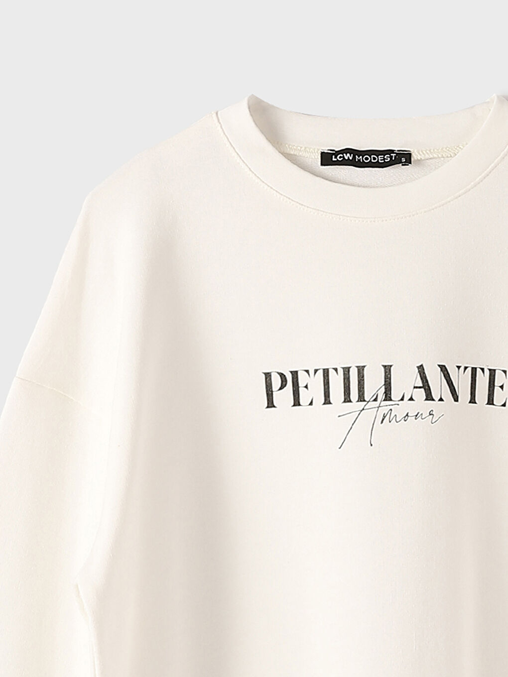 تونيك سويتشيرت مطبوع بياقة دائرية للسيدات-3