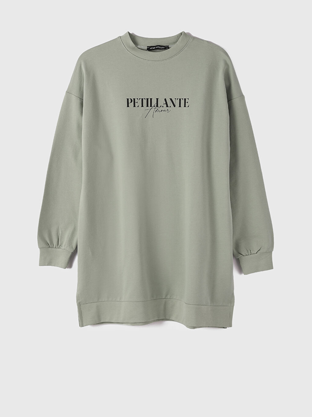 Crew Neck Printed Women's Sweatshirt Tunic