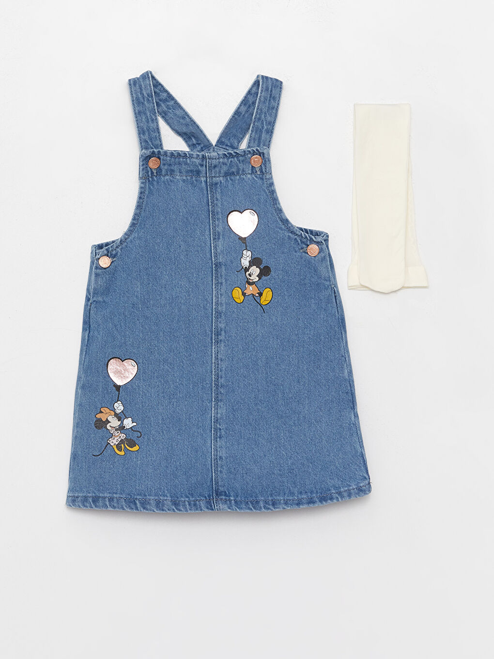 فستان جينز مطبوع مينى ماوس للبنات الرضع مع كولون