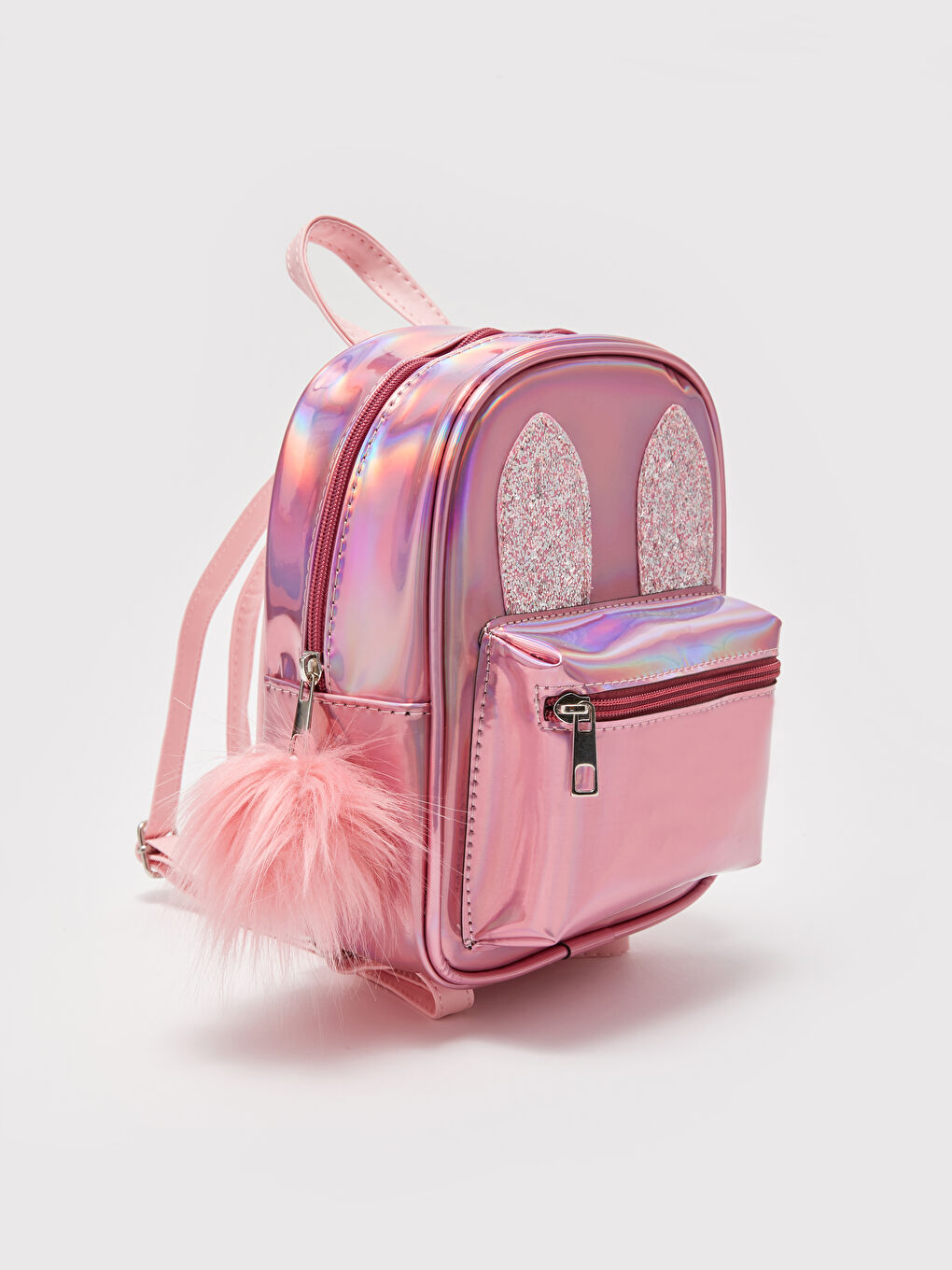 Pembe Hologram Baskılı Kız Çocuk Sırt Çantası-1