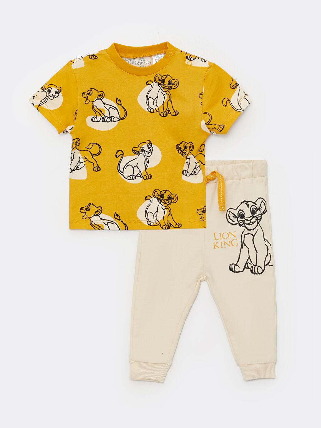 LCW baby Crew Neck Lion King Printed Baby Boy T-Shirt and Pants 2-Pack Set -S3IP76Z1-RYU