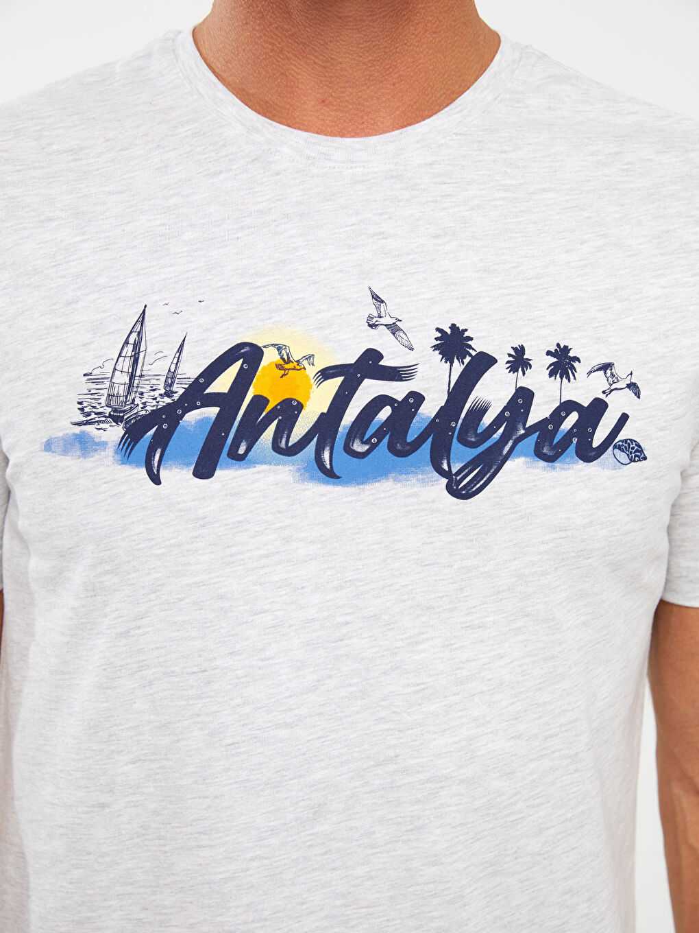 تيشيرت ياقة دائرية كم قصير مطبوع أنطاليا جيرسي للرجال-3