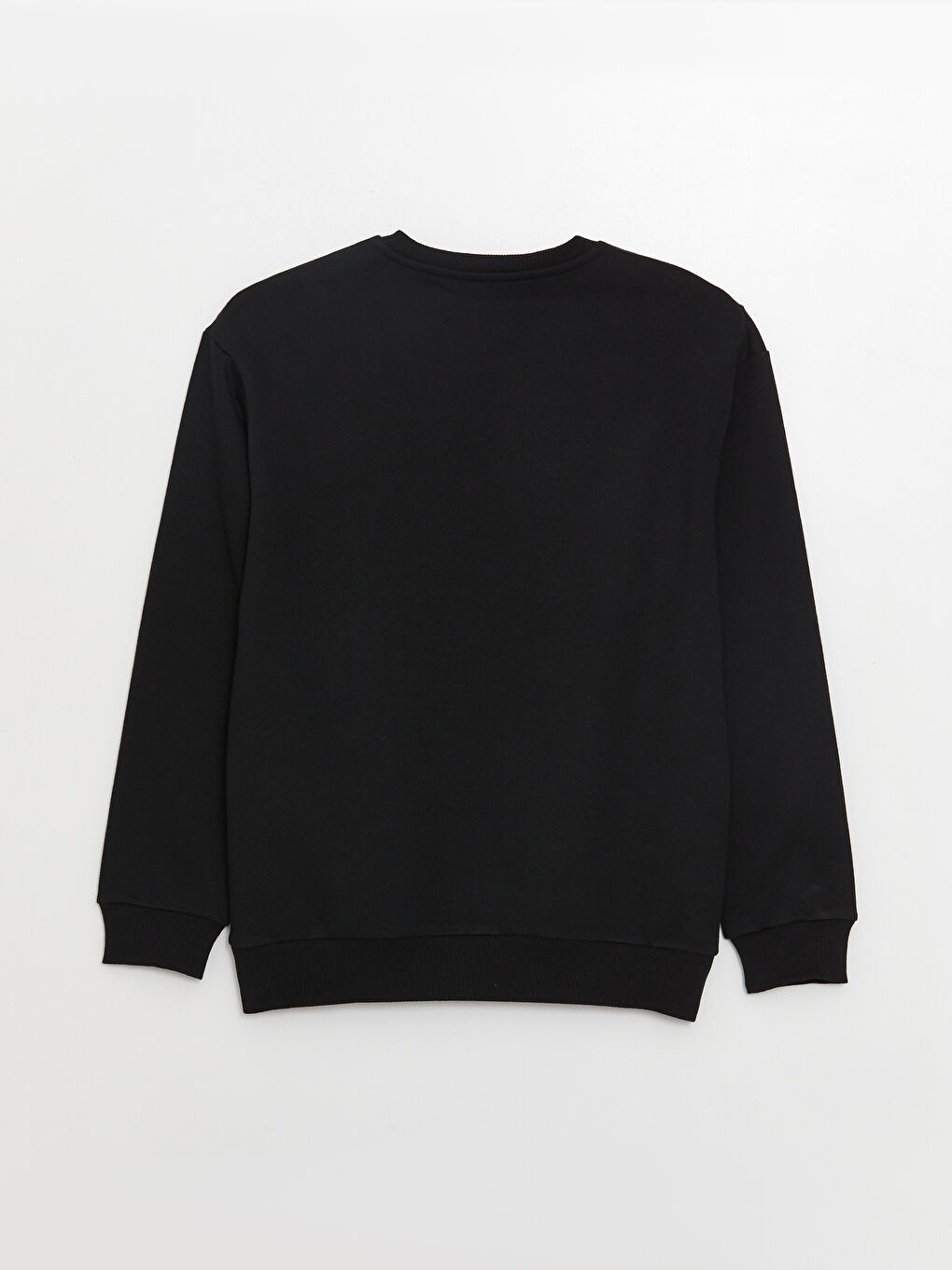 Siyah Bisiklet Yaka Baskılı Erkek Kalın Sweatshirt-6