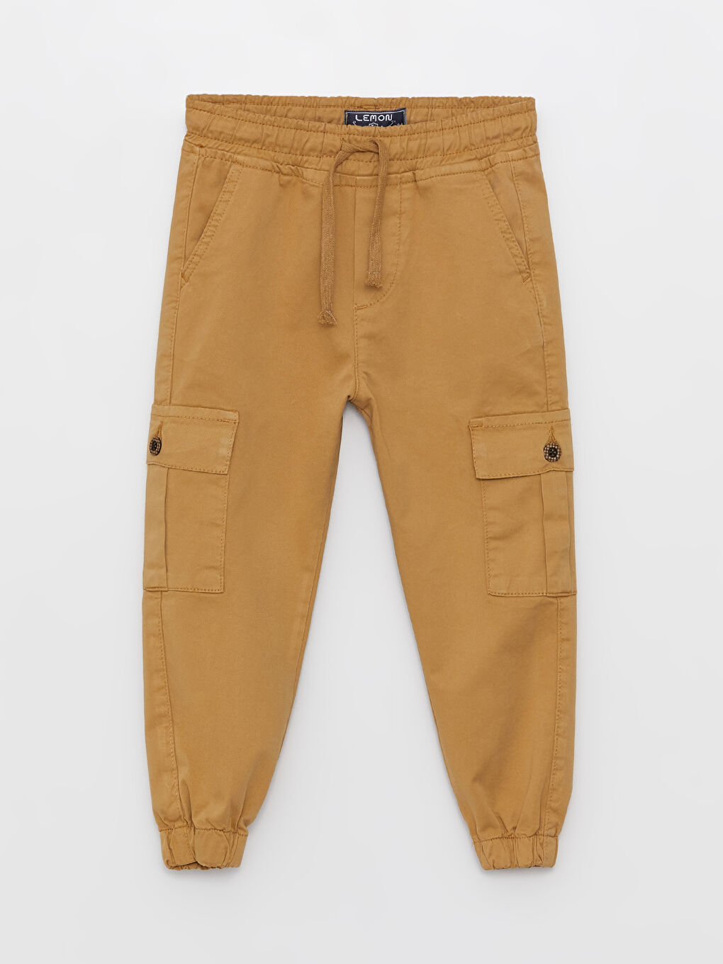 Bej Beli Lastikli Erkek Çocuk Kargo Pantolon