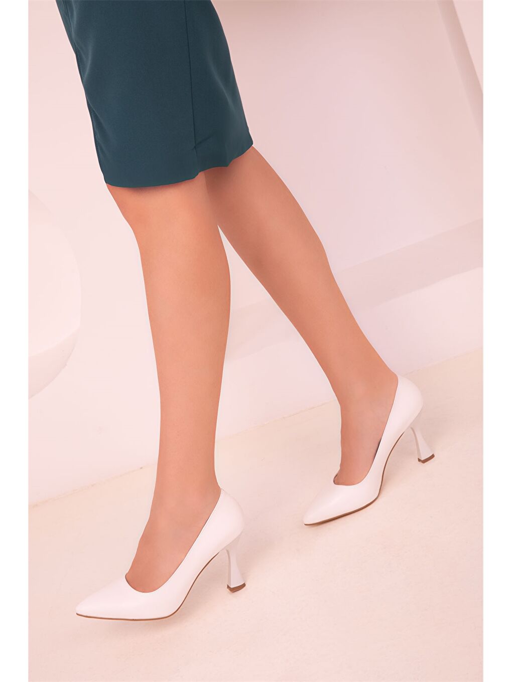 Beyaz Kadın Stiletto Ayakkabı-3