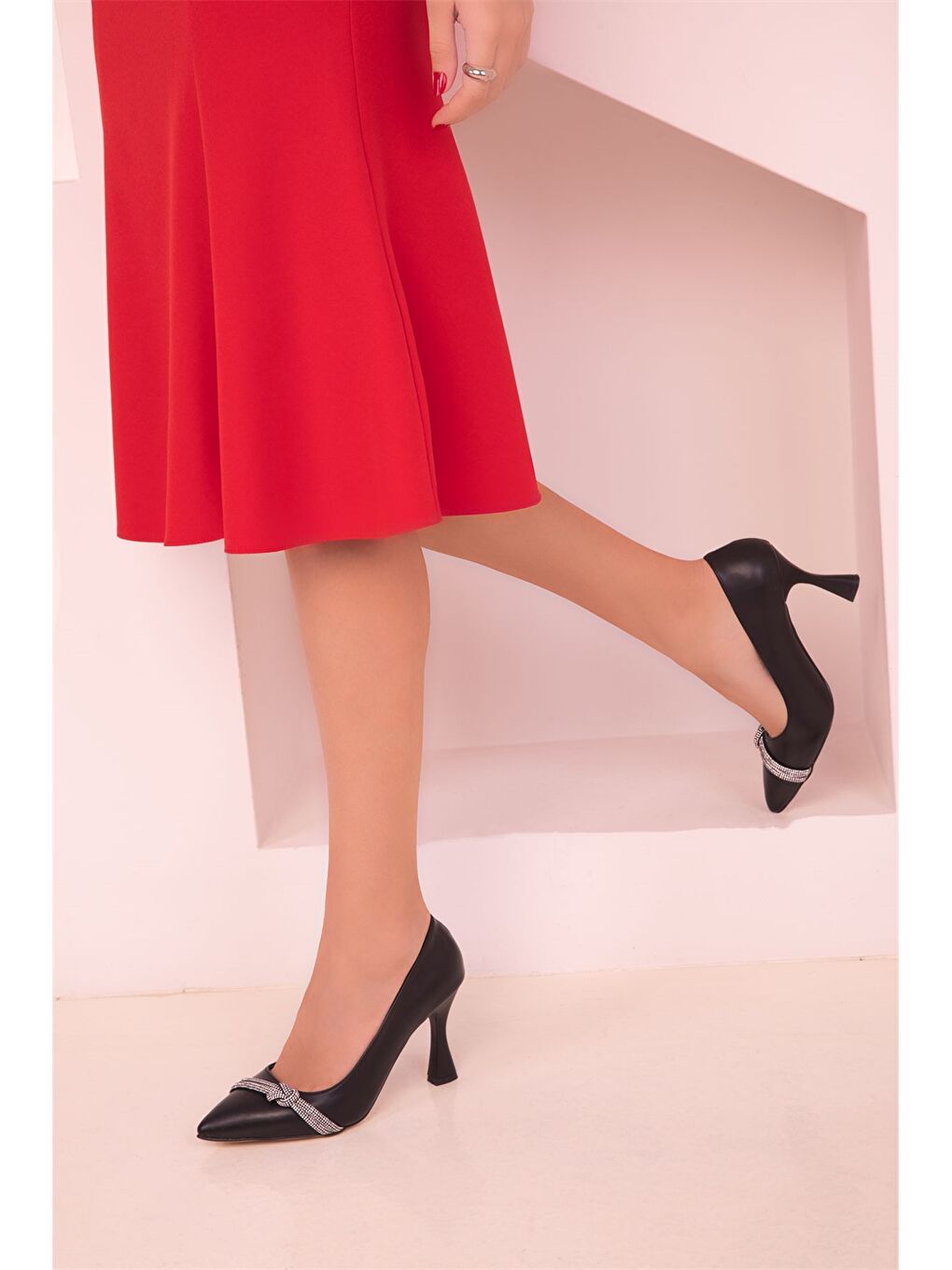 Siyah Kadın Stiletto Ayakkabı-1