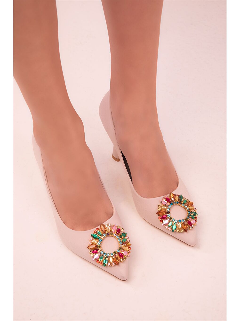 Bej Kadın Stiletto Ayakkabı-3