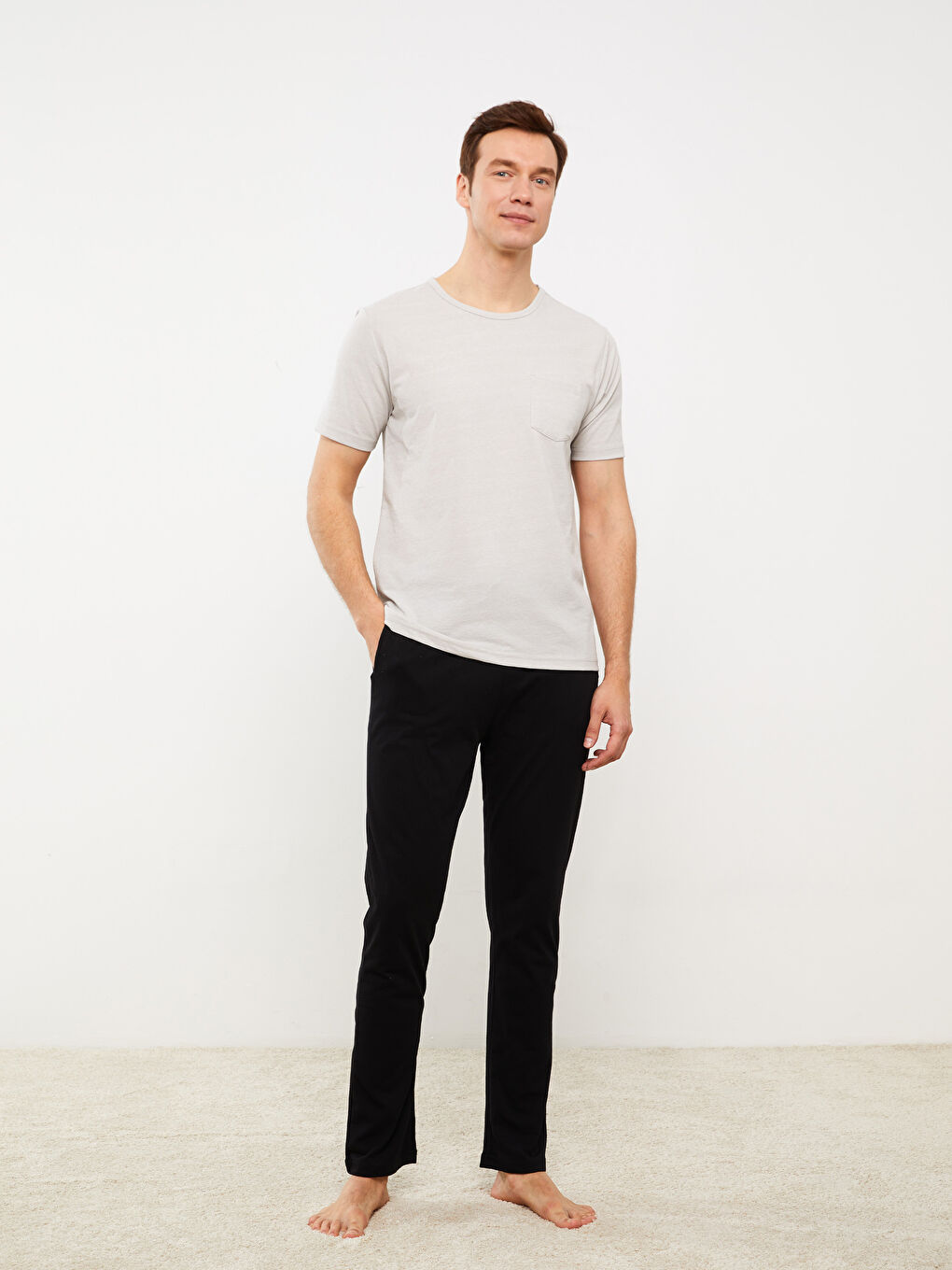 Siyah Standart Kalıp Erkek Pijama Takımı-1