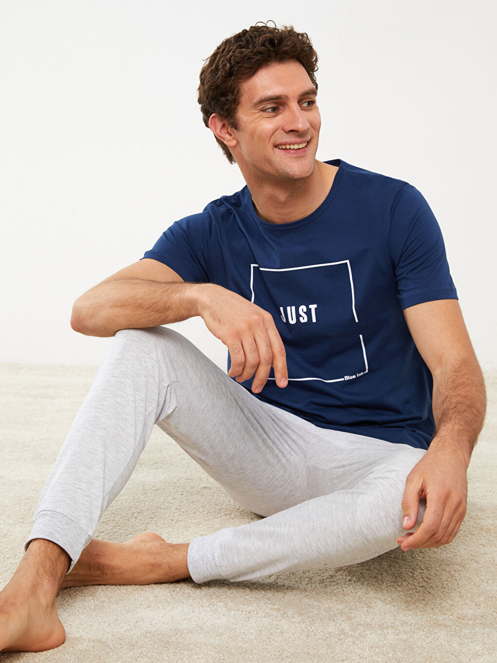 Lacivert Standart Kalıp Erkek Pijama Takımı