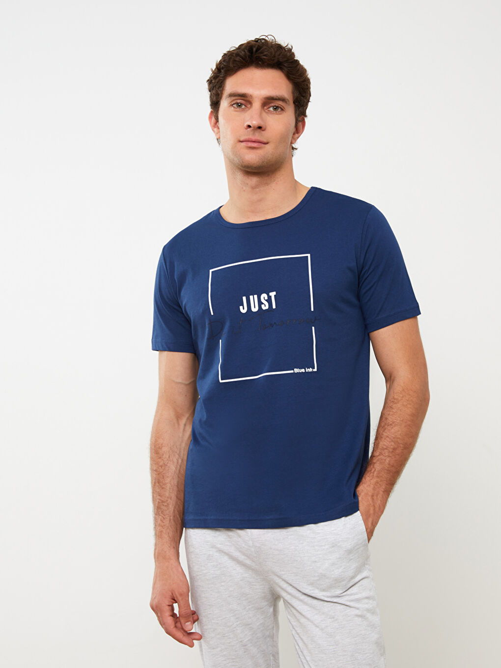 Lacivert Standart Kalıp Erkek Pijama Takımı-1