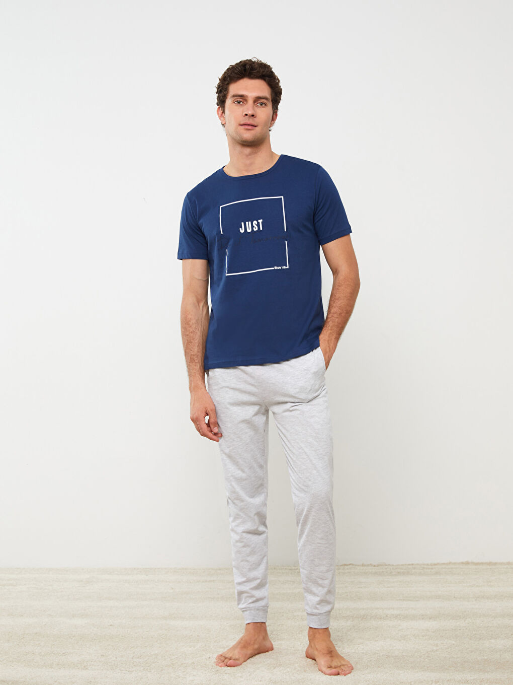 Lacivert Standart Kalıp Erkek Pijama Takımı-2