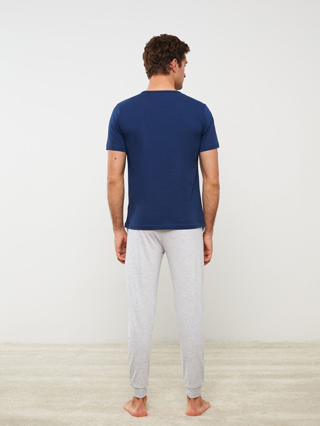 Lacivert Standart Kalıp Erkek Pijama Takımı-4
