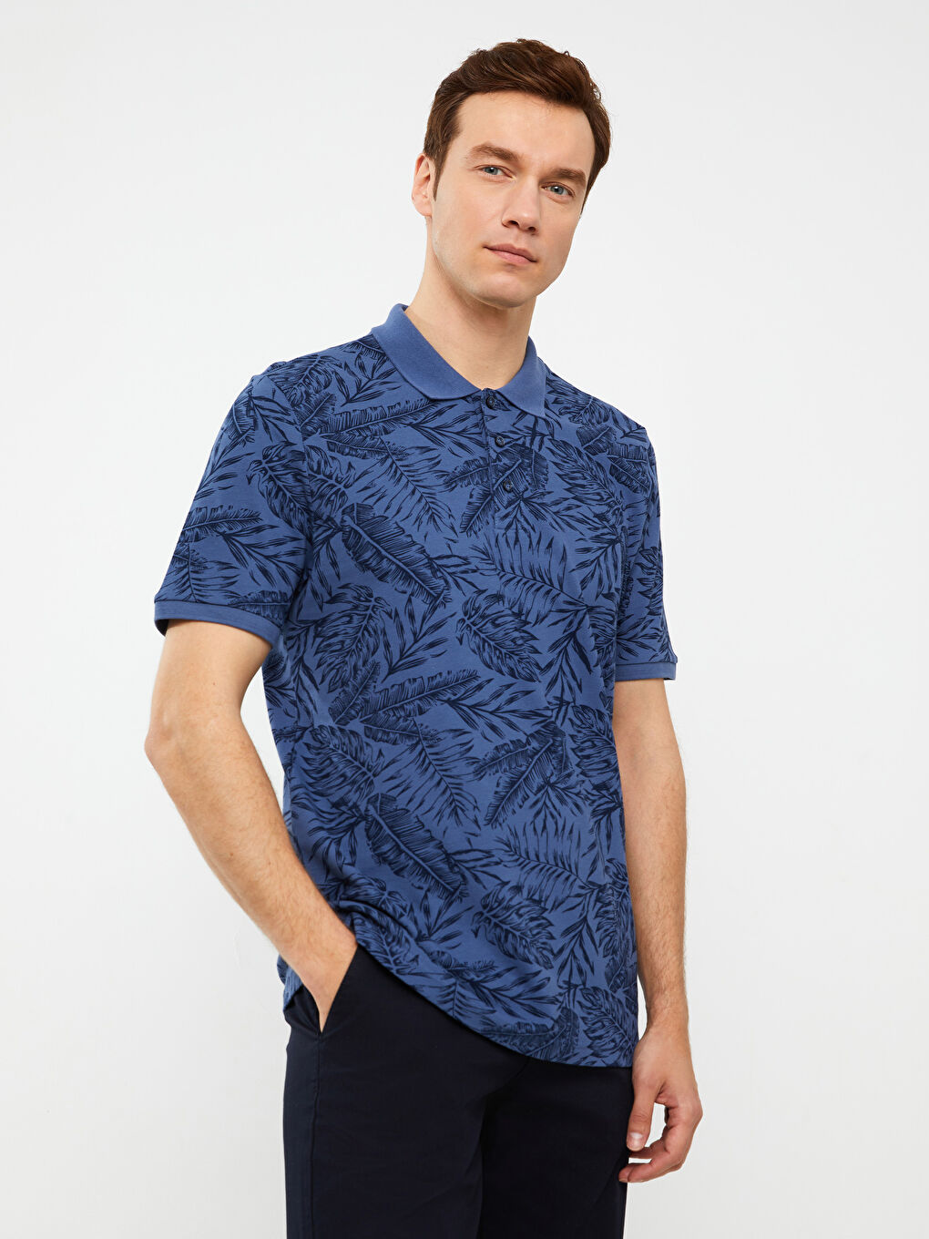 İndigo Polo Yaka Kısa Kollu Desenli Pike Erkek Tişört