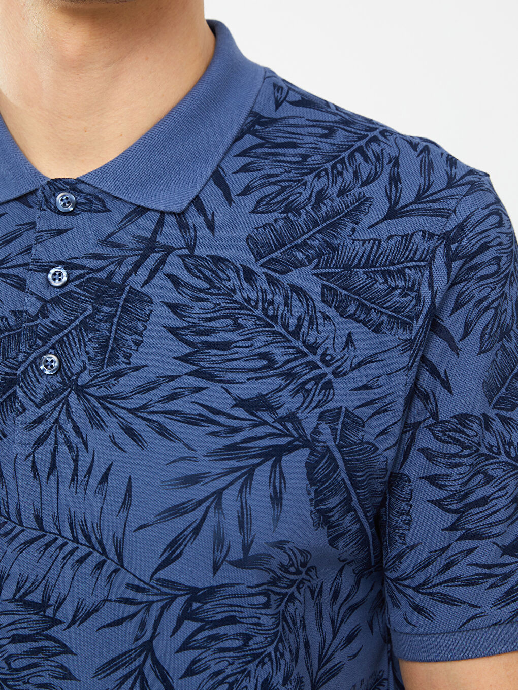 İndigo Polo Yaka Kısa Kollu Desenli Pike Erkek Tişört-3