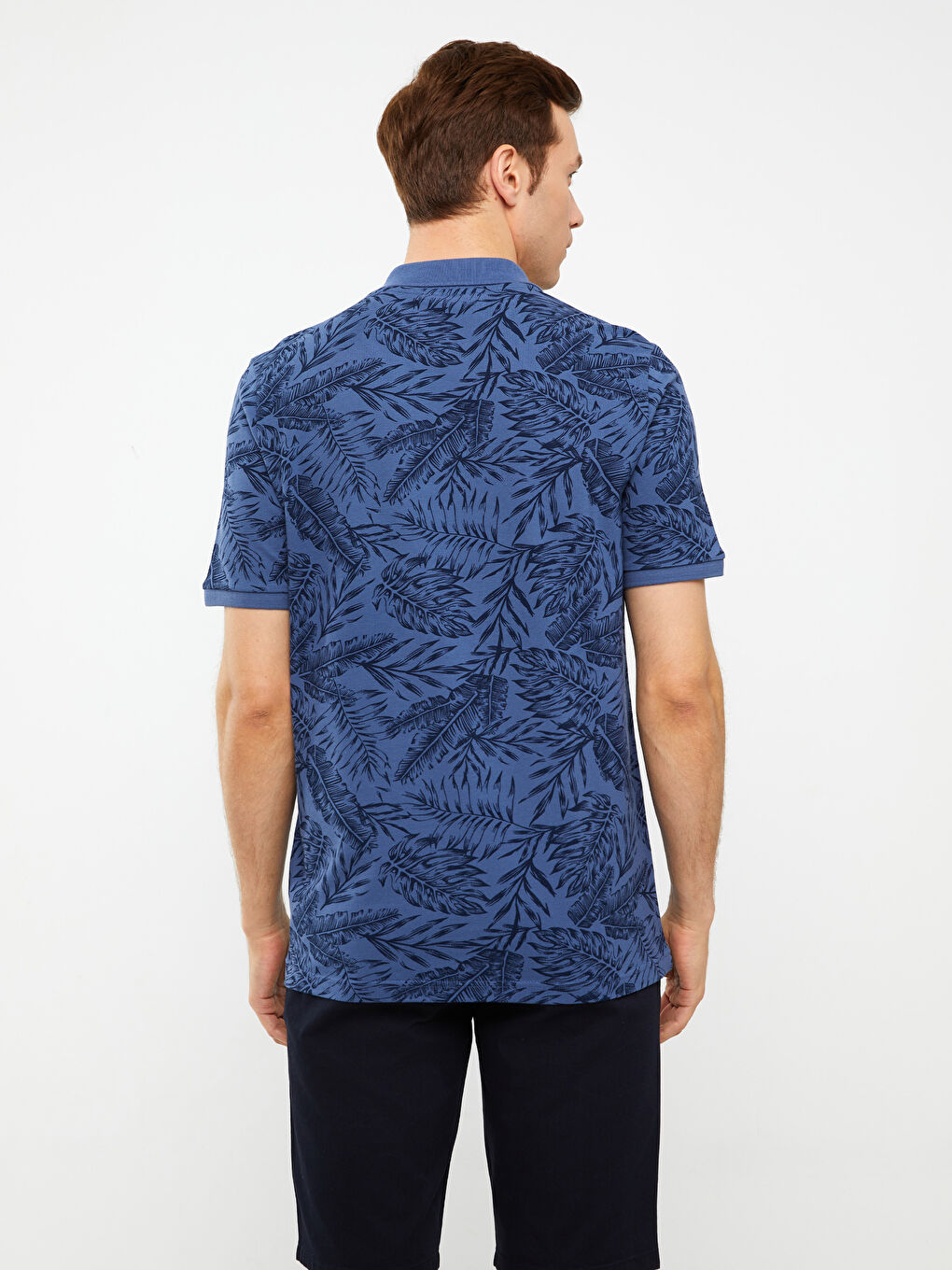 İndigo Polo Yaka Kısa Kollu Desenli Pike Erkek Tişört-4