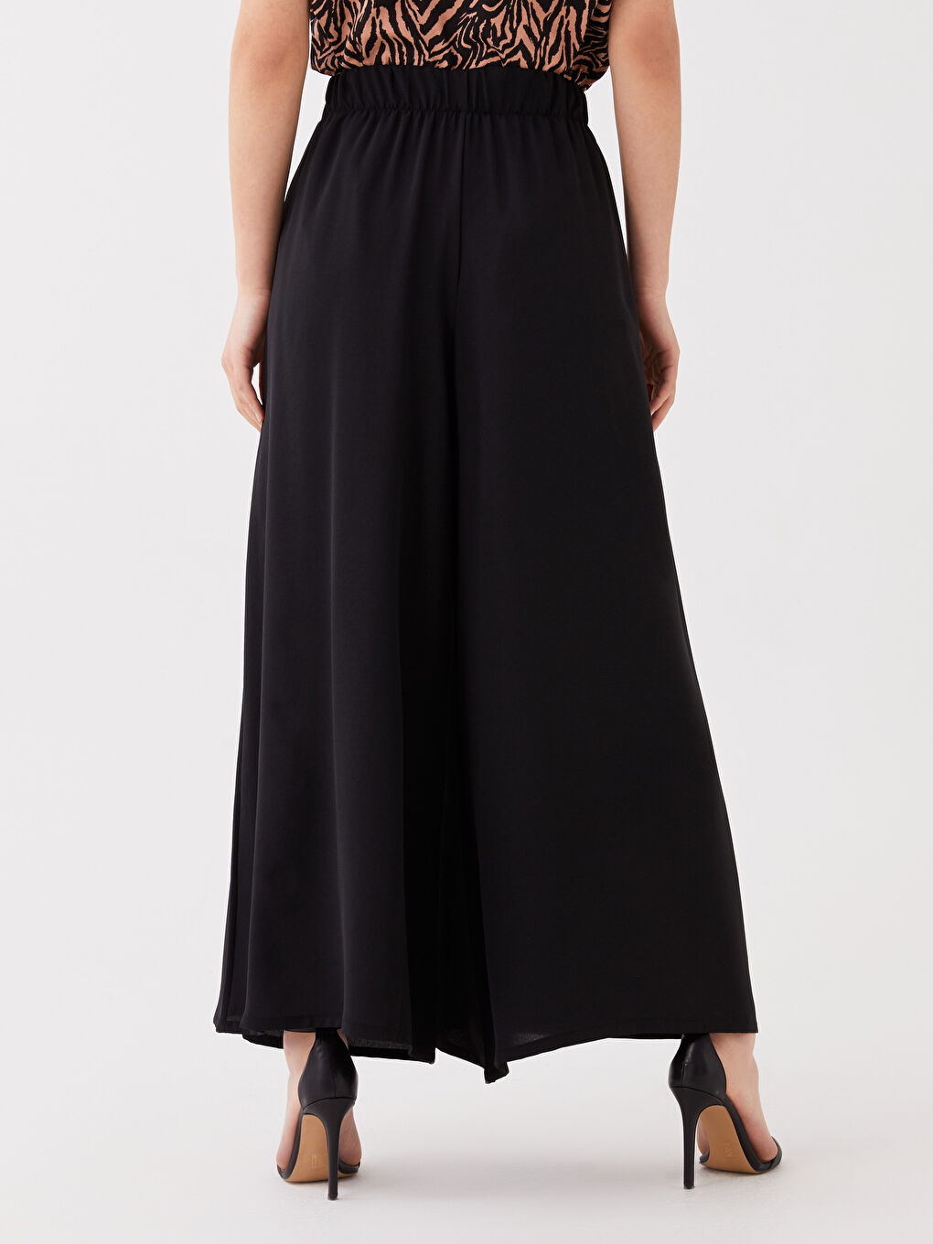 Siyah Rahat Kalıp Kadın Pantolon Etek-3