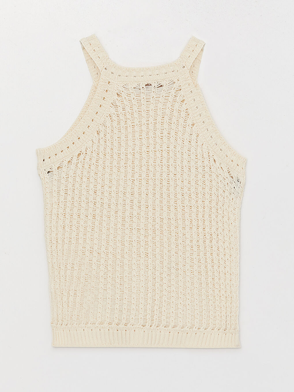 Halter Neck Self-Patterned Women's Knitwear Tank Top -S3IR11Z8-FRC