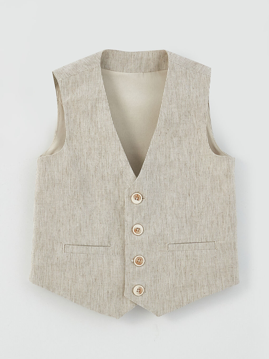 Beyaz Keten Karışımlı Erkek Çocuk 3'lü Takım-6