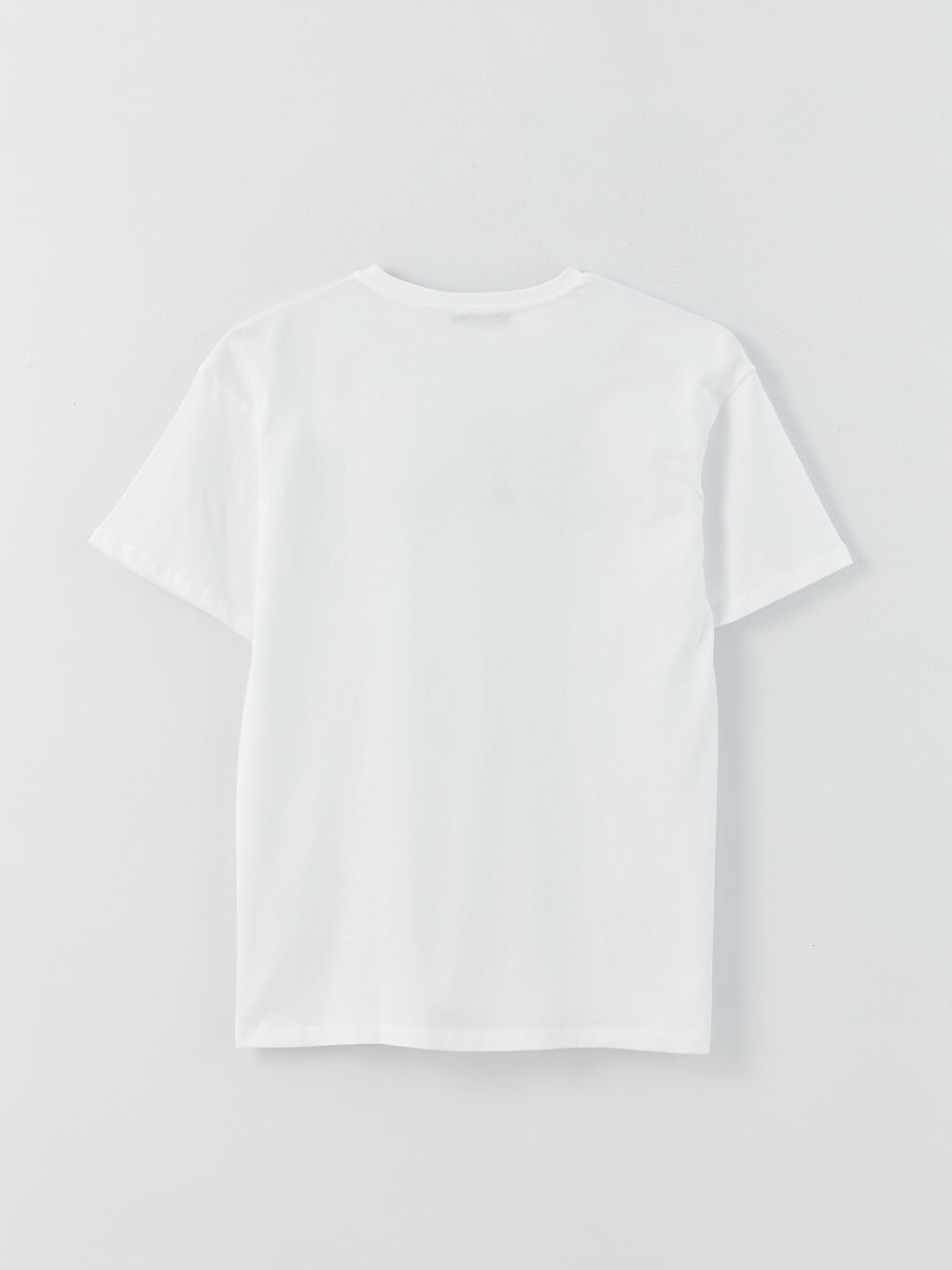 Beyaz Bisiklet Yaka Nakışlı Kısa Kollu Kadın Tişört-5