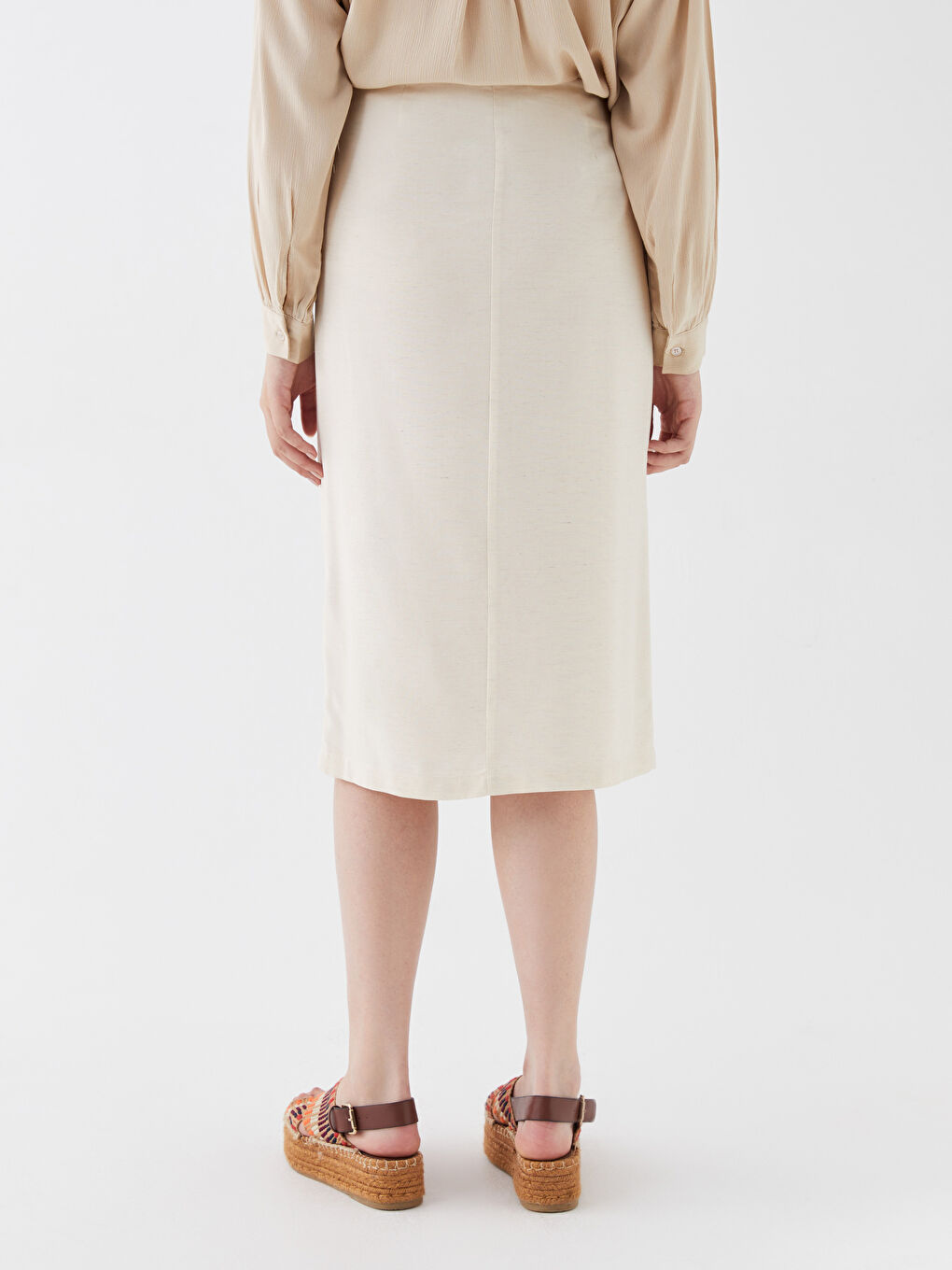 Tie Waist Straight Linen Blend Women's Skirt -S3IR60Z8-HVF
