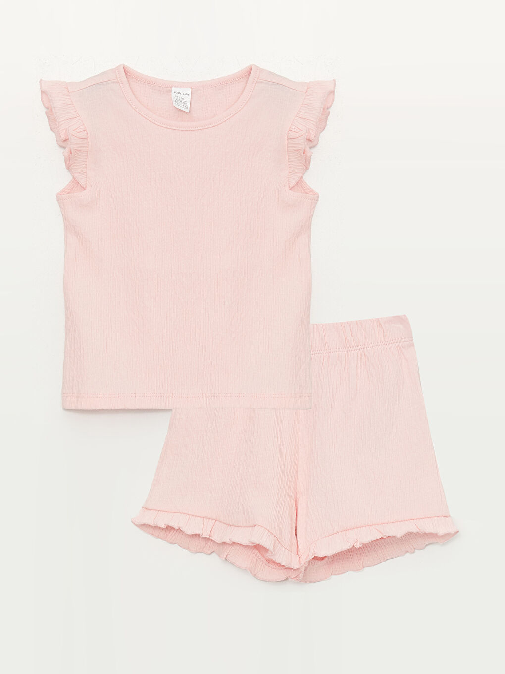 Pembe Bisiklet Yaka Kısa Kollu Kız Bebek Bluz ve Şort 2'li Takım