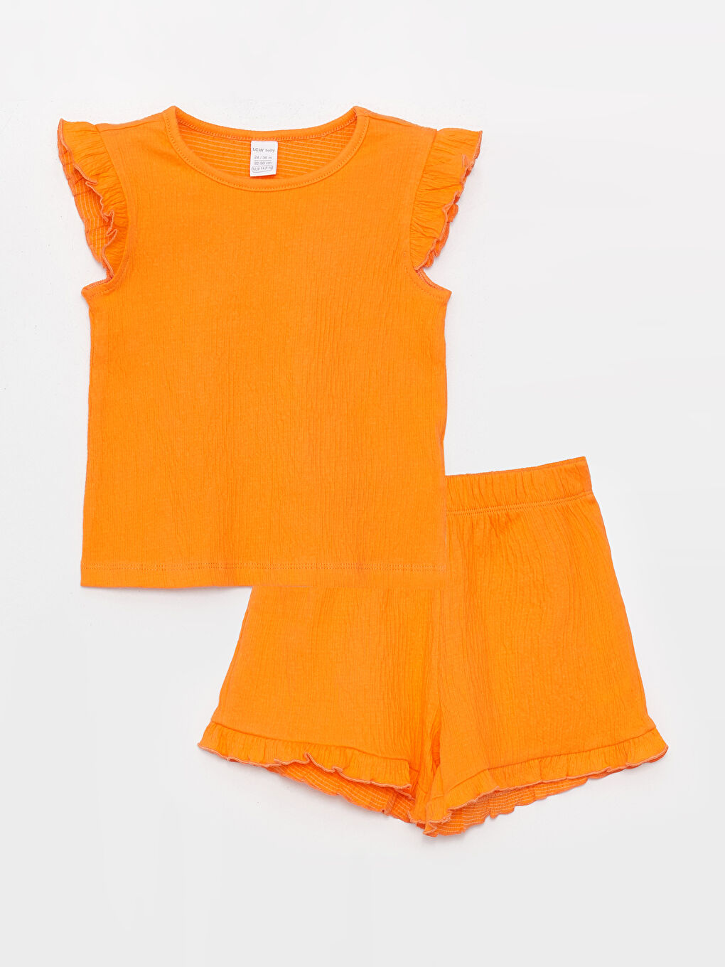 Turuncu Bisiklet Yaka Kısa Kollu Kız Bebek Bluz ve Şort 2'li Takım