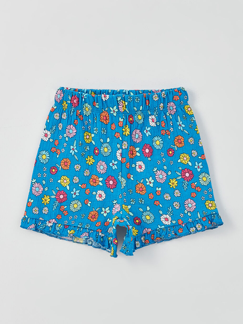 Beyaz Bisiklet Yaka Baskılı Kız Bebek Tişört ve Şort 2'li Takım-2