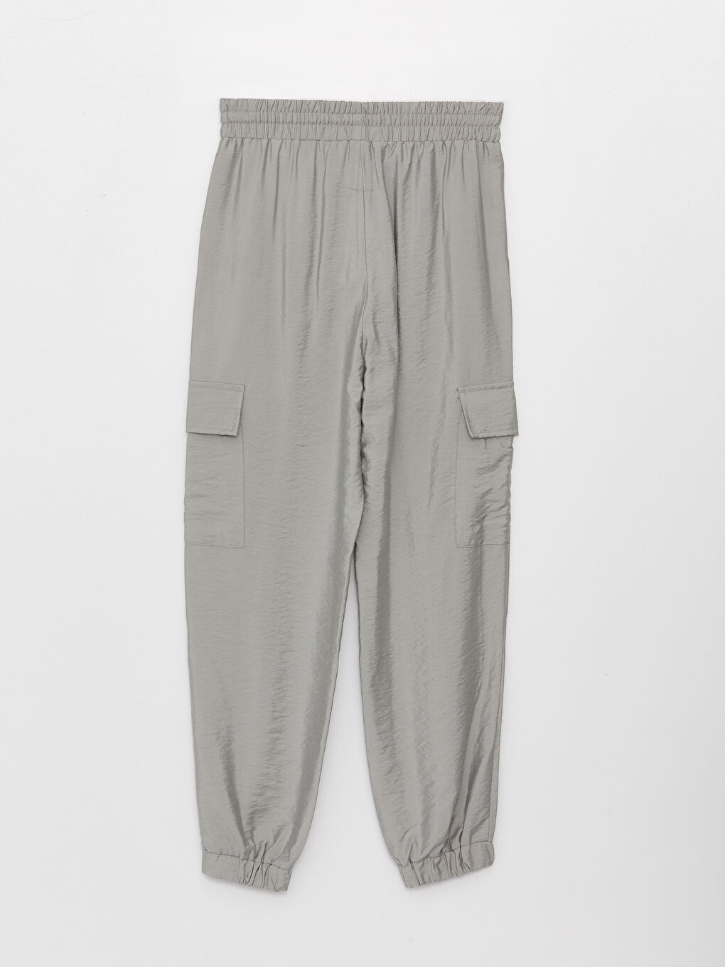 Gri Beli Lastikli Kadın Jogger Pantolon-5