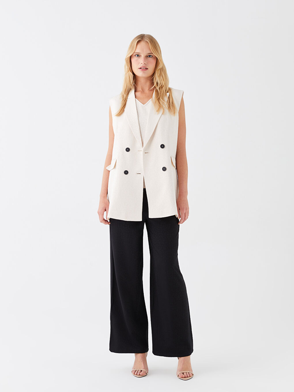 Elasticated Waist Patterned Wide Leg Women's Trousers-1