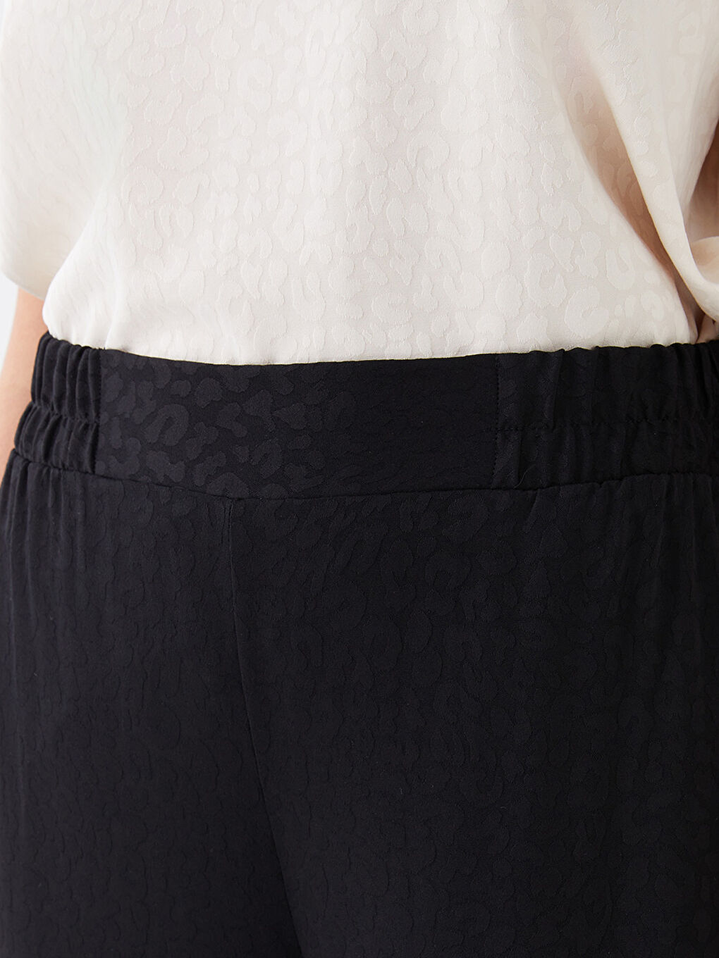 Elasticated Waist Patterned Wide Leg Women's Trousers-2