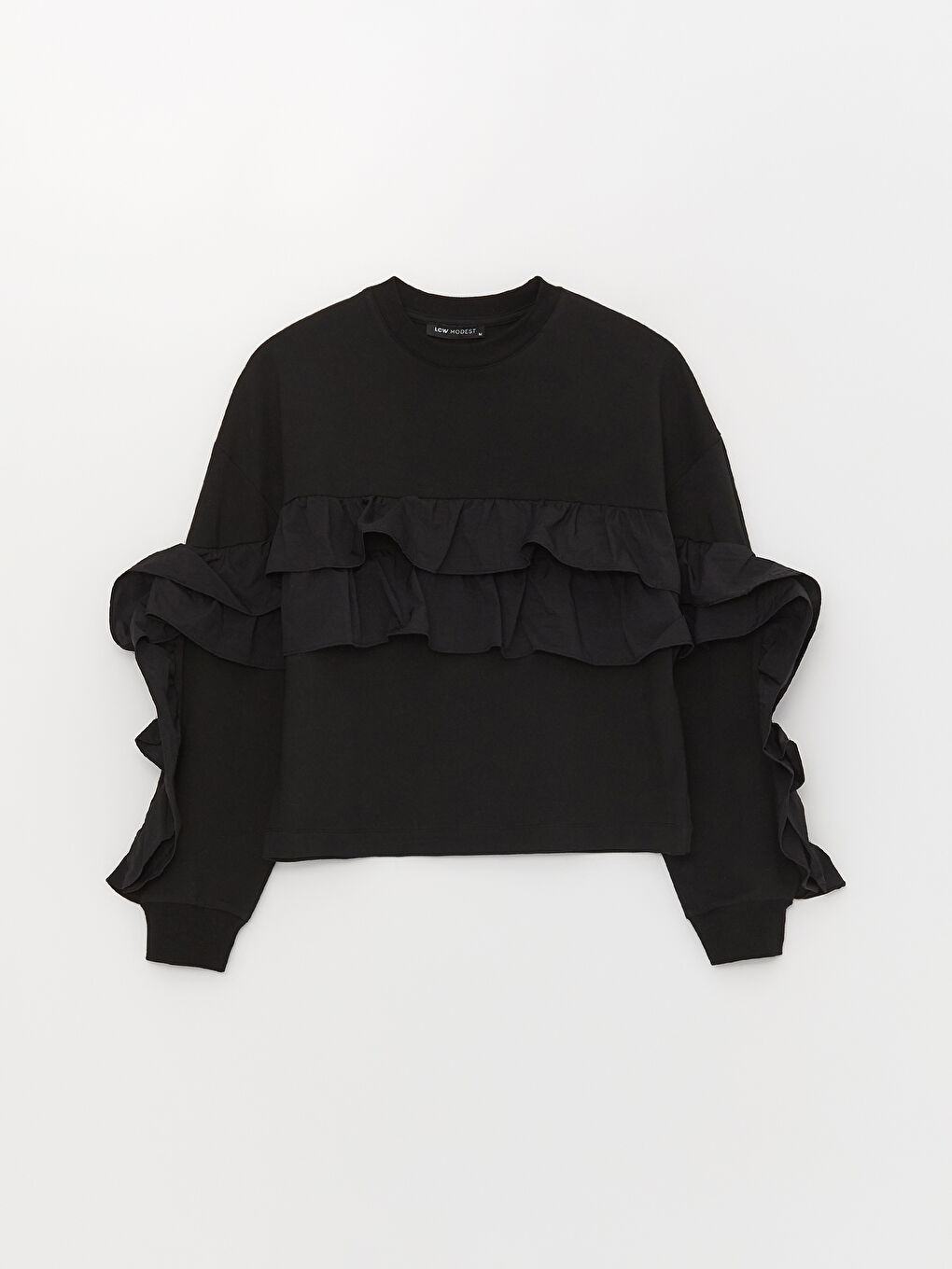 تونيك نسائي واسع الحجم بأكمام طويلة سادة برقبة دائرية-5