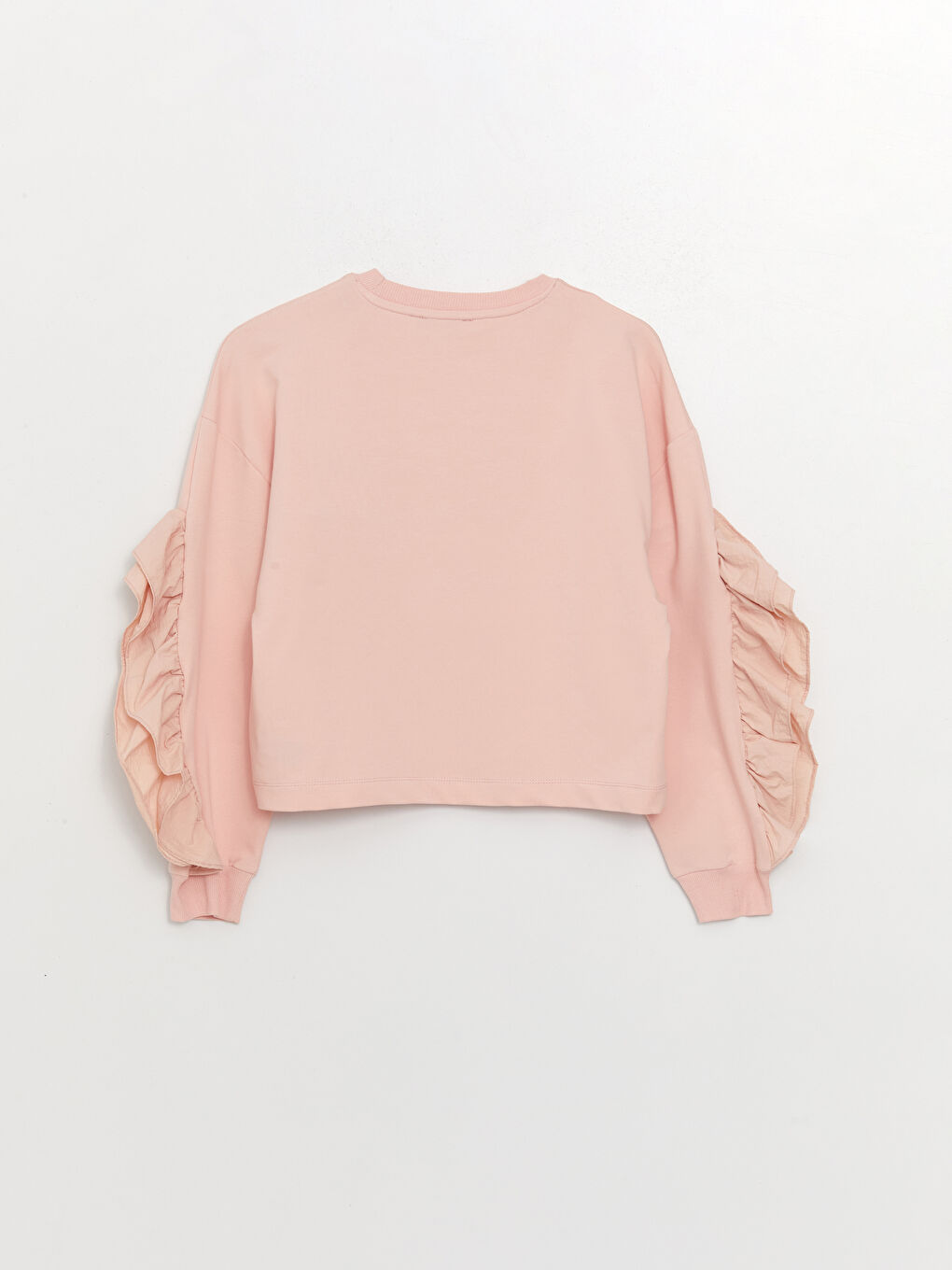 Pembe Bisiklet Yaka Düz Uzun Kollu Oversize Kadın Tunik-6