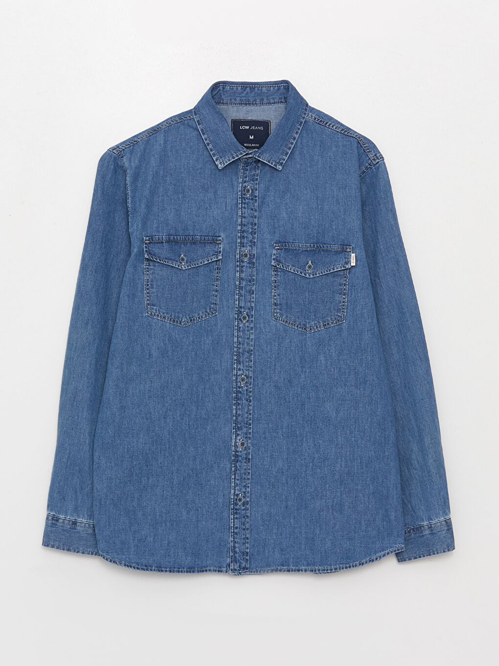 قميص جينز رجالي بأكمام طويلة وقصة عادية-5