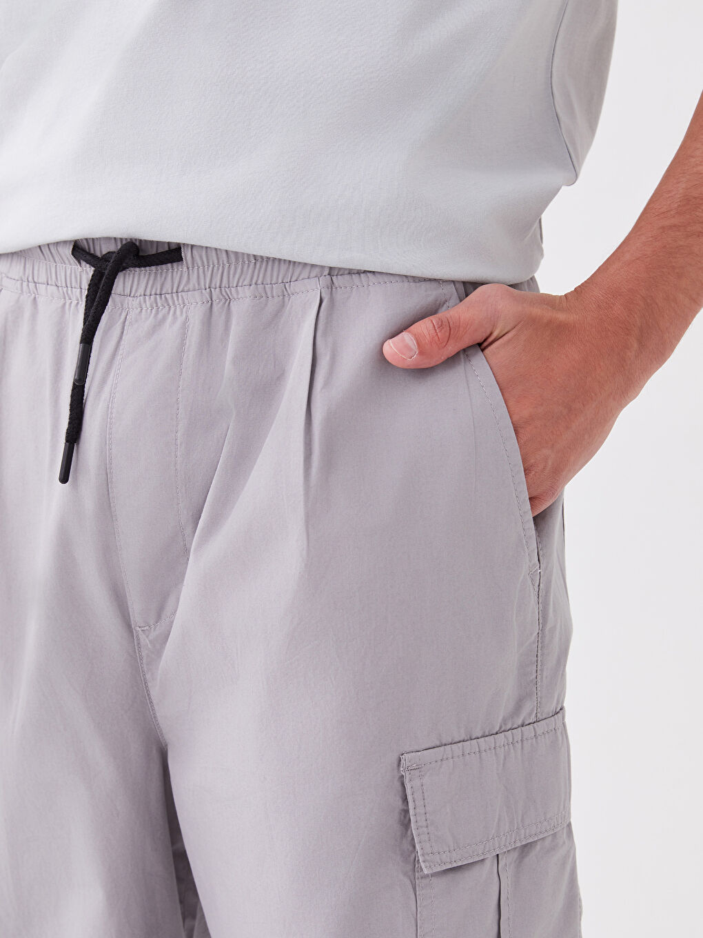 Gri Rahat Kalıp Erkek Kargo Pantolon-2