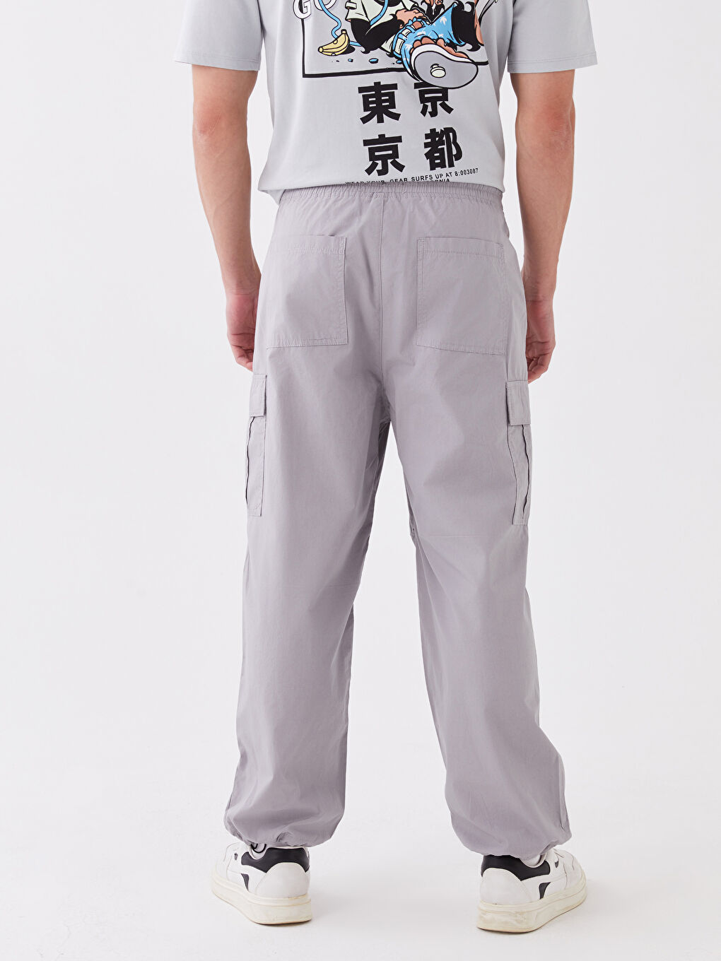 Gri Rahat Kalıp Erkek Kargo Pantolon-4