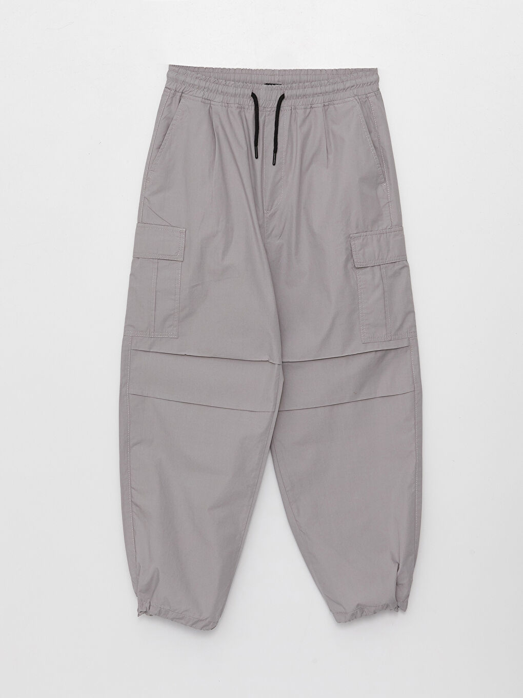 Gri Rahat Kalıp Erkek Kargo Pantolon-5