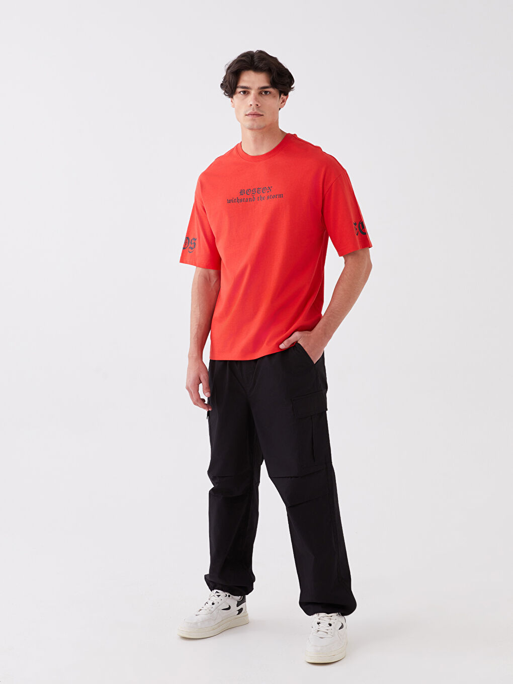 Siyah Rahat Kalıp Erkek Kargo Pantolon