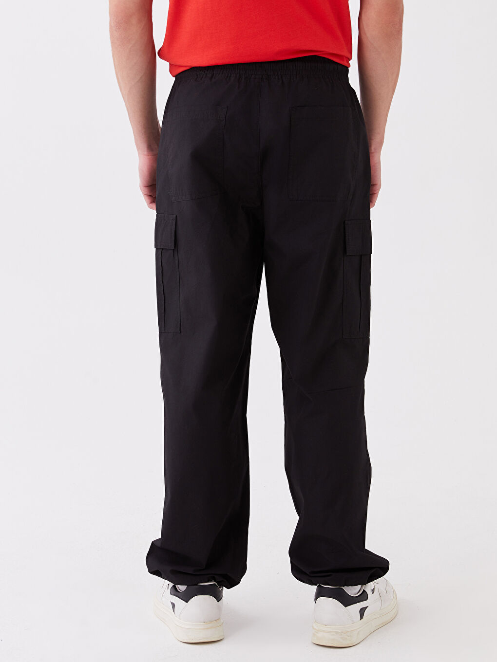 Siyah Rahat Kalıp Erkek Kargo Pantolon-4